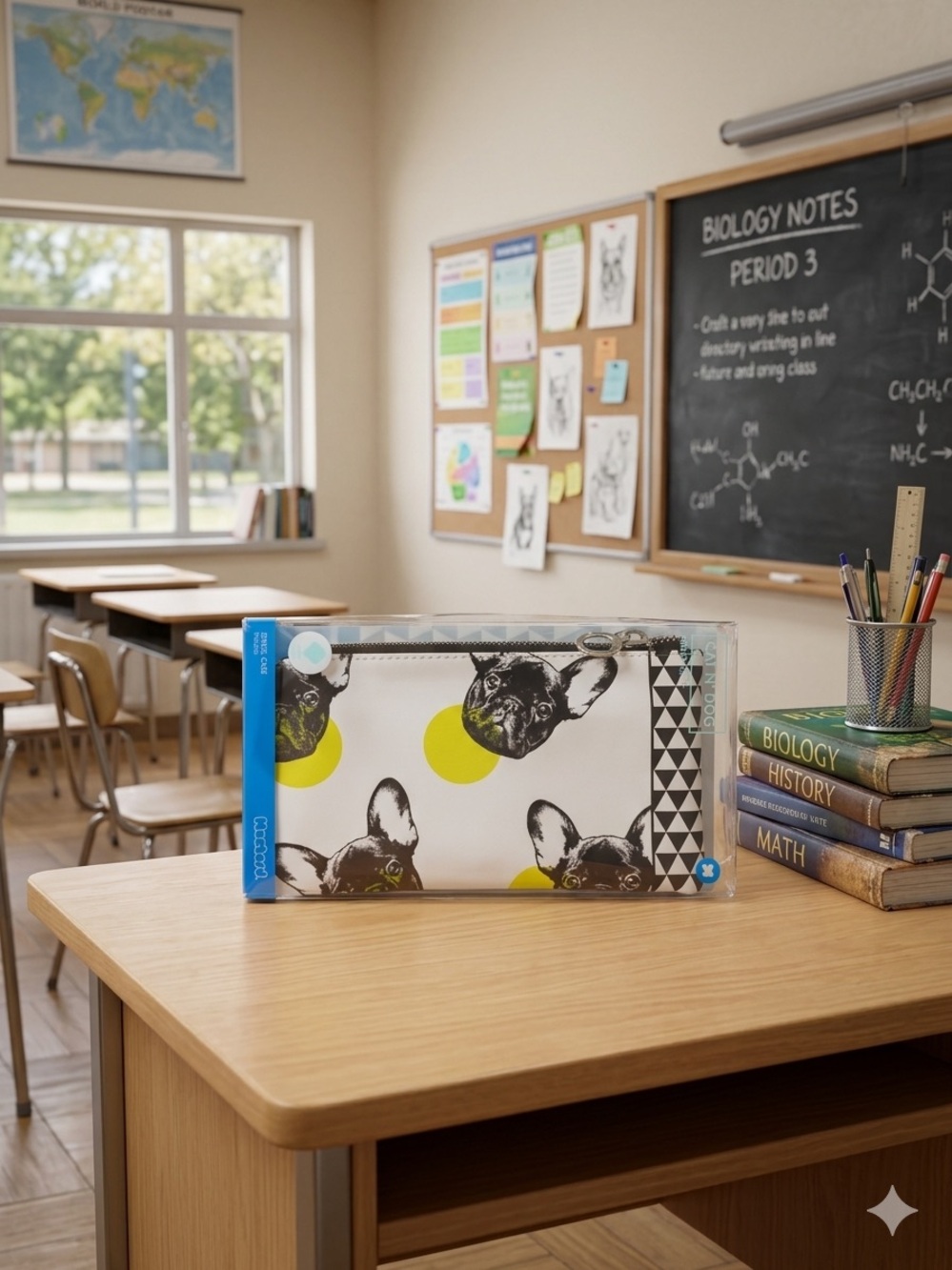 Pencil Or Cosmetic Case with “Frenchie”